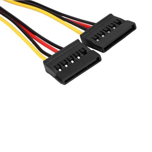 IDE Molex to 2 x 15 Pin Serial ATA SATA HDD Power Adapter Splitter Cable